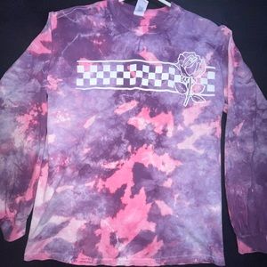 Custom made, bleach tie dye/ regular tie dye, graphic long sleeve t-shirt.